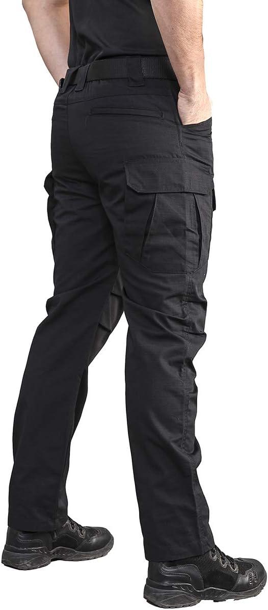 imageCARWORNIC Gear Mens Tactical Cargo Pants Waterpoof Lightweight Rip Stop EDC Military Combat TrousersBlack2