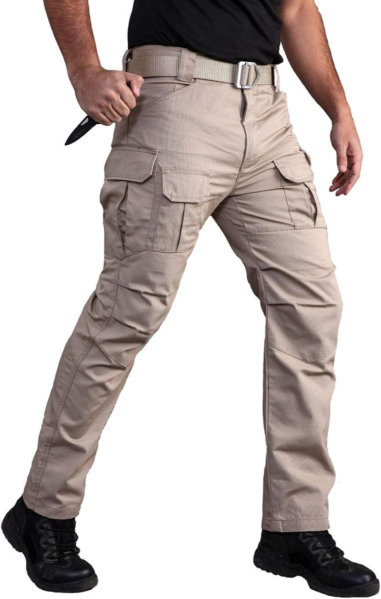 imageCARWORNIC Gear Mens Tactical Cargo Pants Waterpoof Lightweight Rip Stop EDC Military Combat TrousersKhaki2