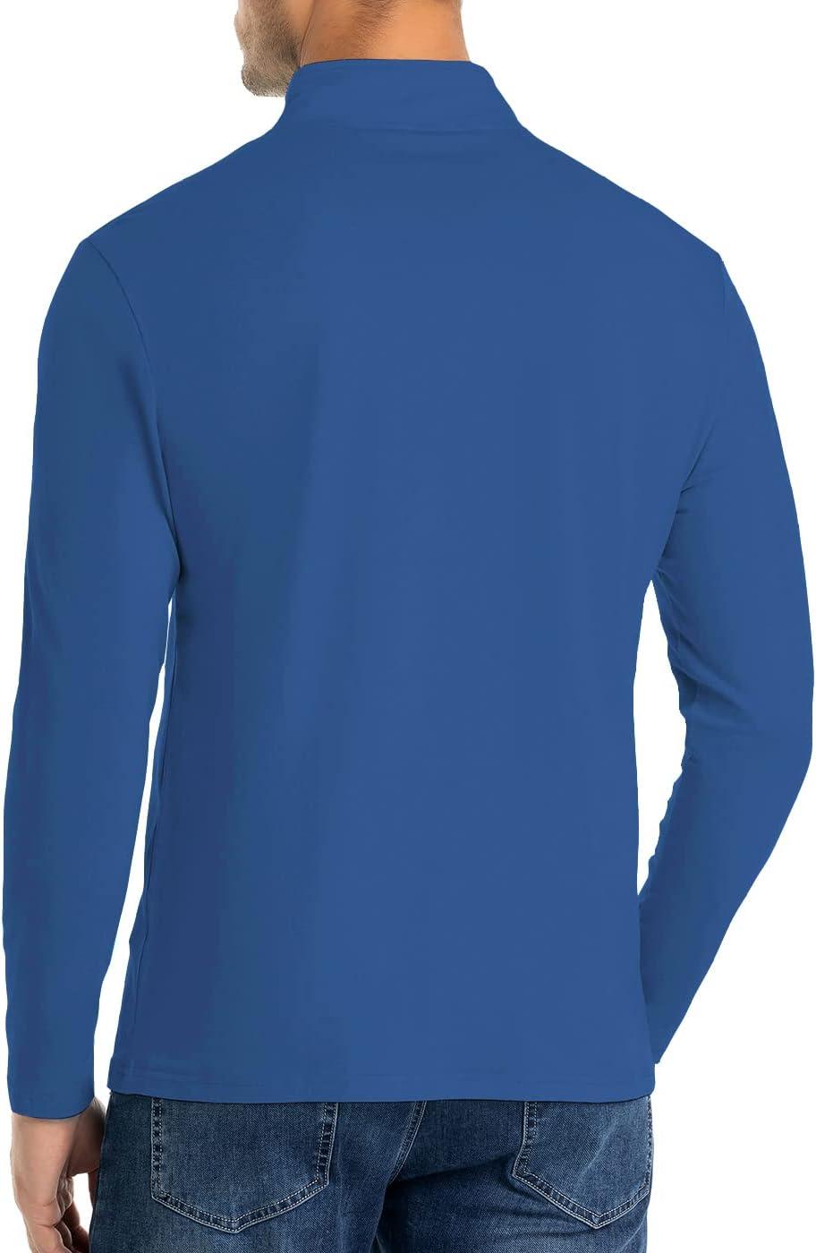 imageCARWORNIC Mens 14 Zip Pullover Long Sleeve Shirt Casual Slim Fit Stretch Cotton Mock Neck Work Golf ShirtsNavy