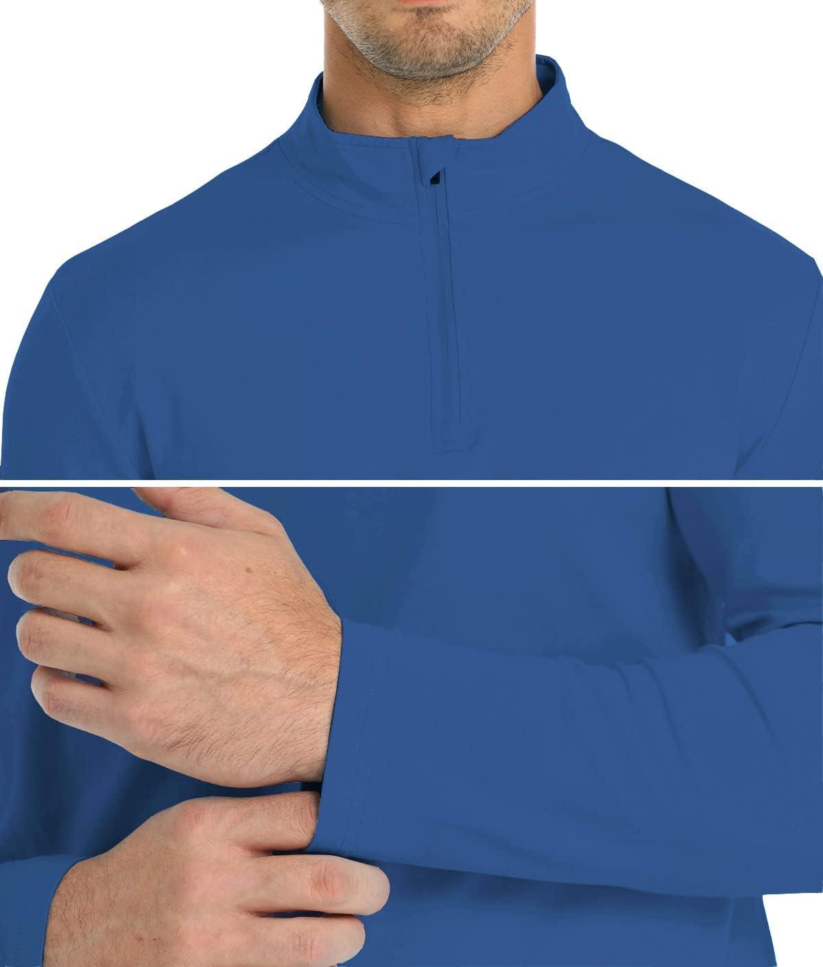 imageCARWORNIC Mens 14 Zip Pullover Long Sleeve Shirt Casual Slim Fit Stretch Cotton Mock Neck Work Golf ShirtsNavy