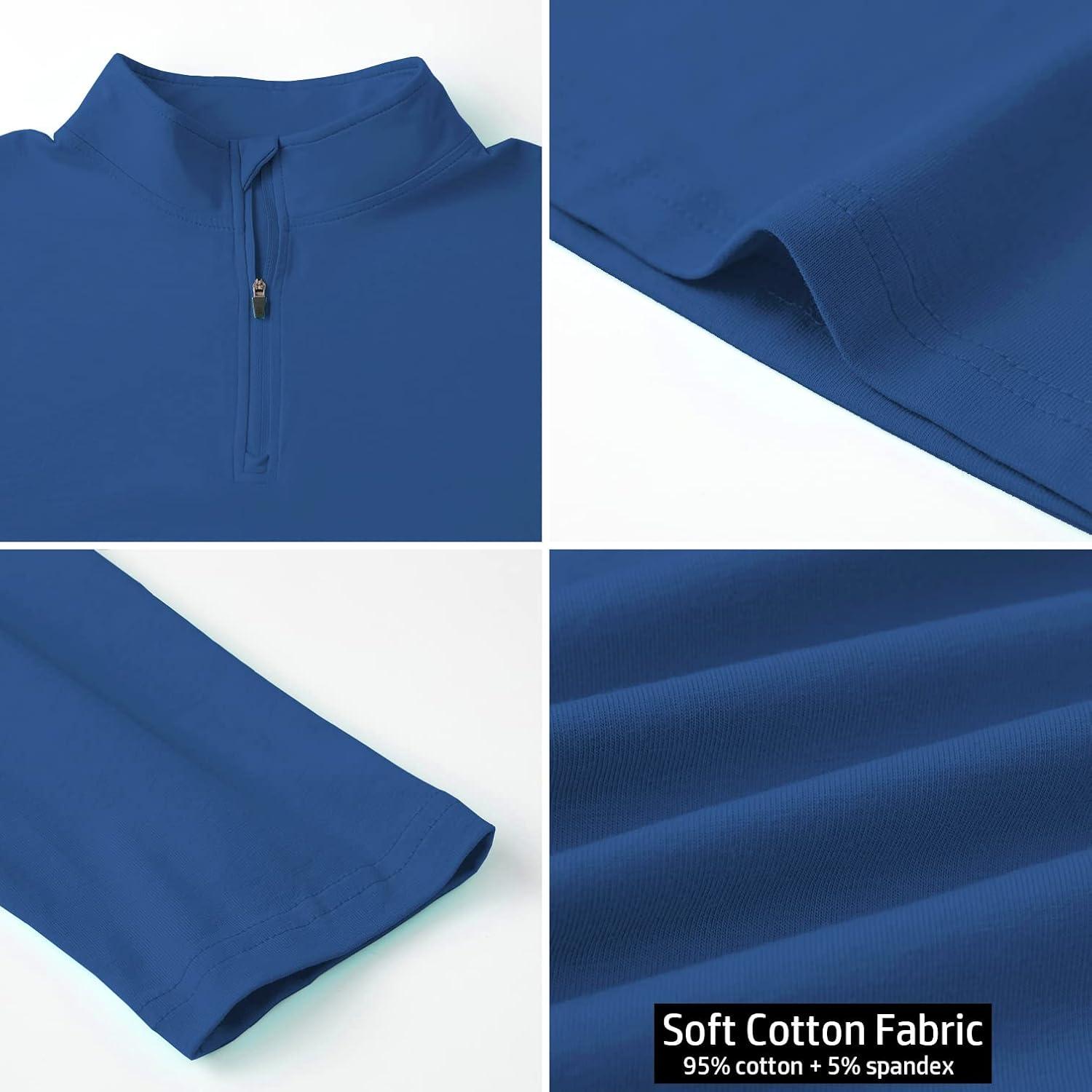 imageCARWORNIC Mens 14 Zip Pullover Long Sleeve Shirt Casual Slim Fit Stretch Cotton Mock Neck Work Golf ShirtsNavy