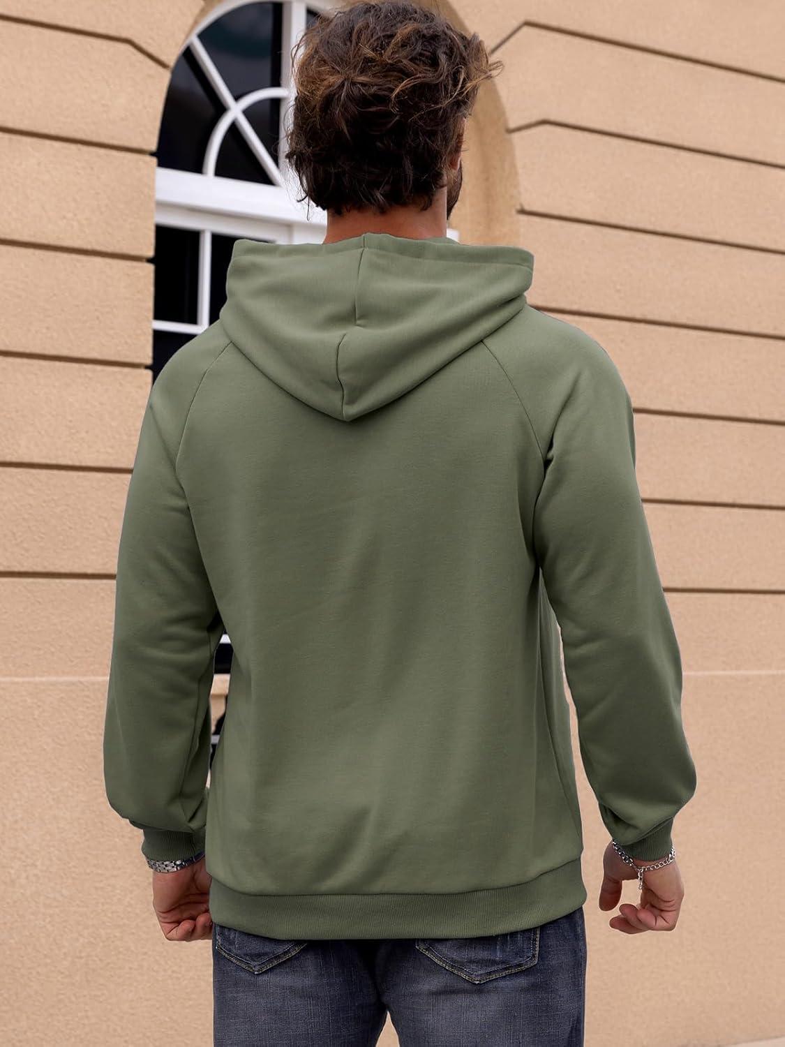 imageCARWORNIC Mens Hoodies Pullover Soft Hooded Sweatshirts Long Sleeve Casual Hoodies with Zipper PocketArmy Green
