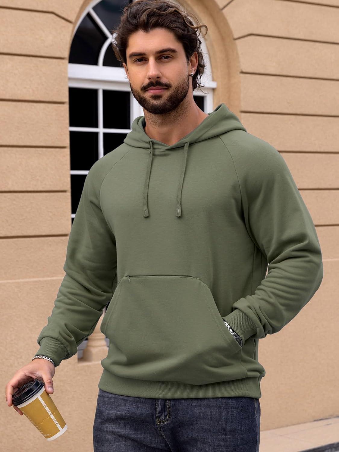 imageCARWORNIC Mens Hoodies Pullover Soft Hooded Sweatshirts Long Sleeve Casual Hoodies with Zipper PocketArmy Green