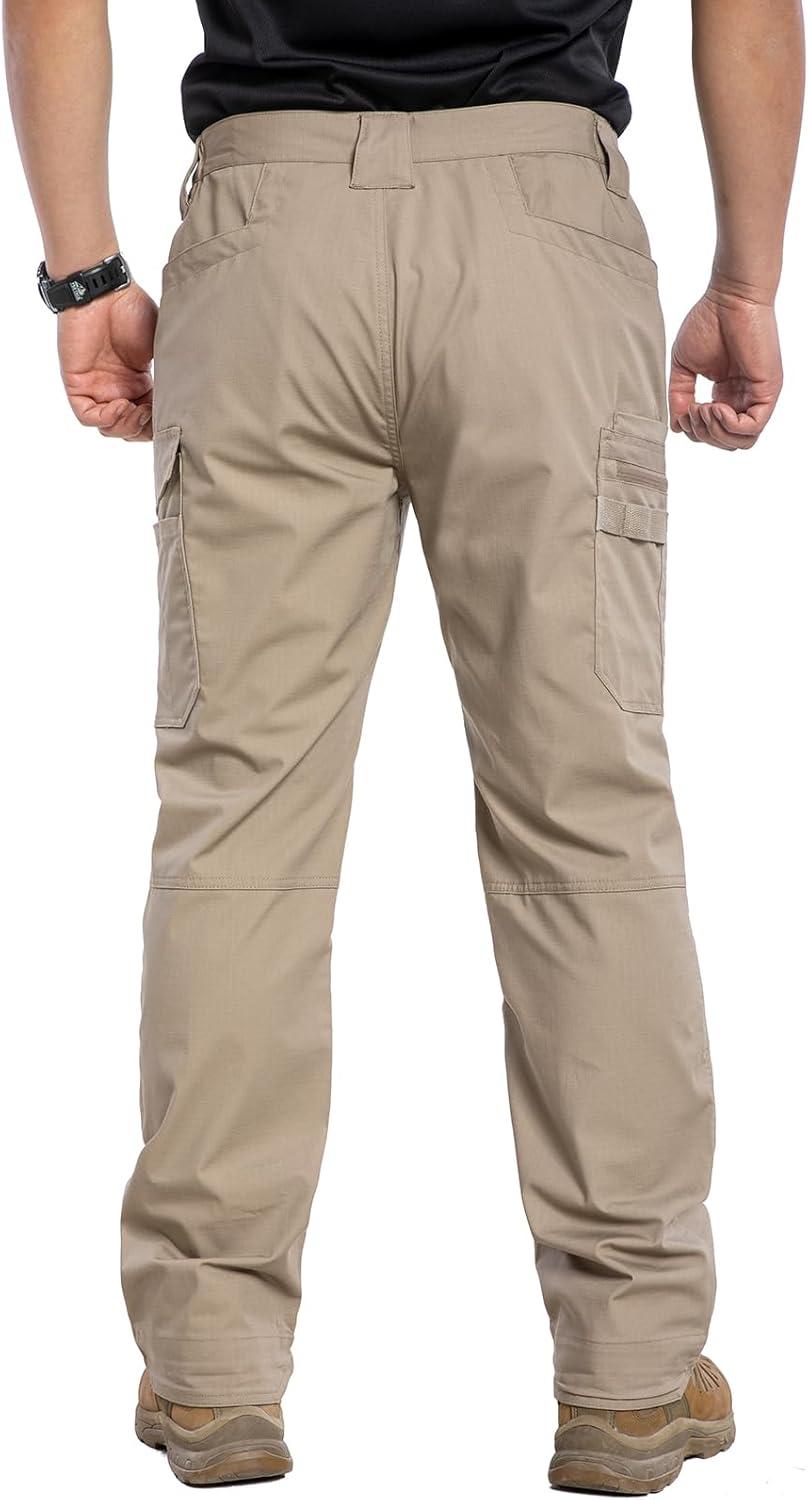 imageCARWORNIC Mens Stretch Ripstop Work Pants Water Resistant Flex Cargo Pants Lightweight EDC Operator Tactical Utility PantsKhaki