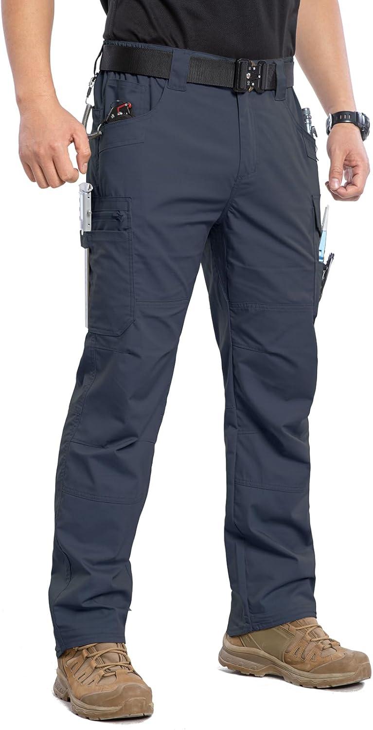 imageCARWORNIC Mens Stretch Ripstop Work Pants Water Resistant Flex Cargo Pants Lightweight EDC Operator Tactical Utility PantsNavy Blue