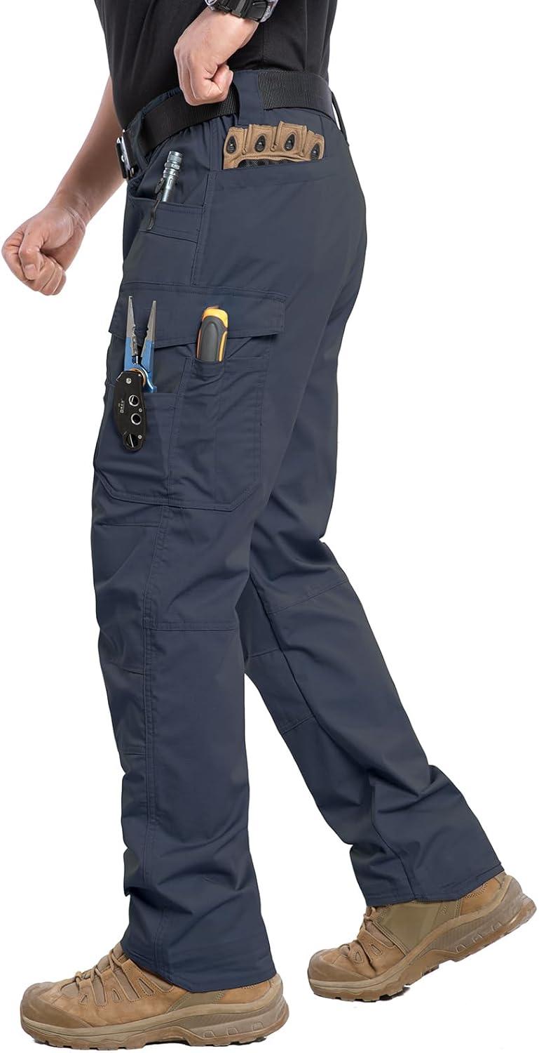 imageCARWORNIC Mens Stretch Ripstop Work Pants Water Resistant Flex Cargo Pants Lightweight EDC Operator Tactical Utility PantsNavy Blue