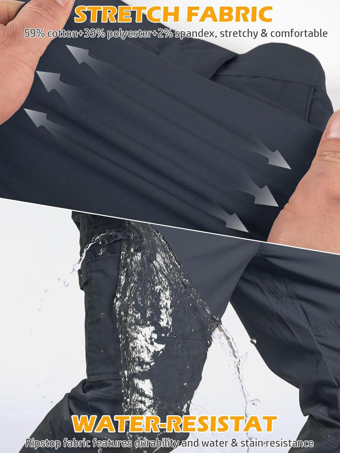 imageCARWORNIC Mens Stretch Ripstop Work Pants Water Resistant Flex Cargo Pants Lightweight EDC Operator Tactical Utility PantsNavy Blue