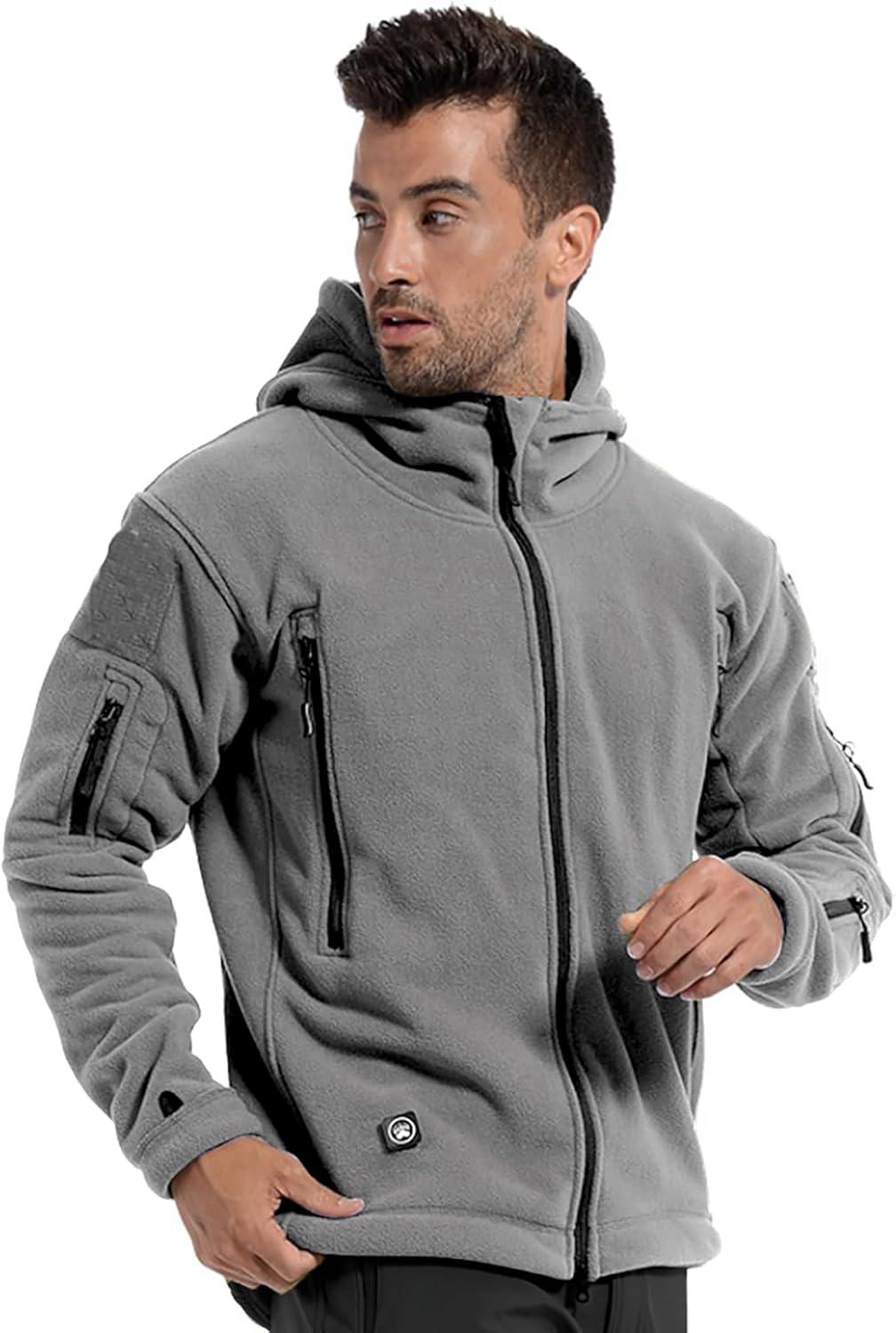 imageReFire Gear Mens Warm Military Tactical Sport Fleece Hoodie JacketLight Gray