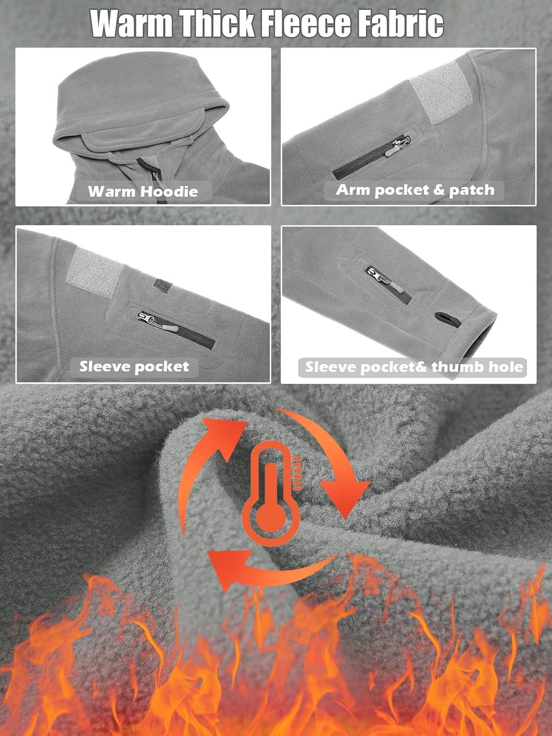 imageReFire Gear Mens Warm Military Tactical Sport Fleece Hoodie JacketLight Gray