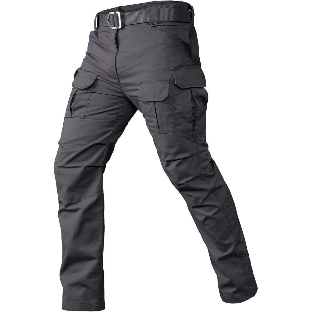 imageCARWORNIC Gear Mens Tactical Cargo Pants Waterpoof Lightweight Rip Stop EDC Military Combat TrousersDark Grey