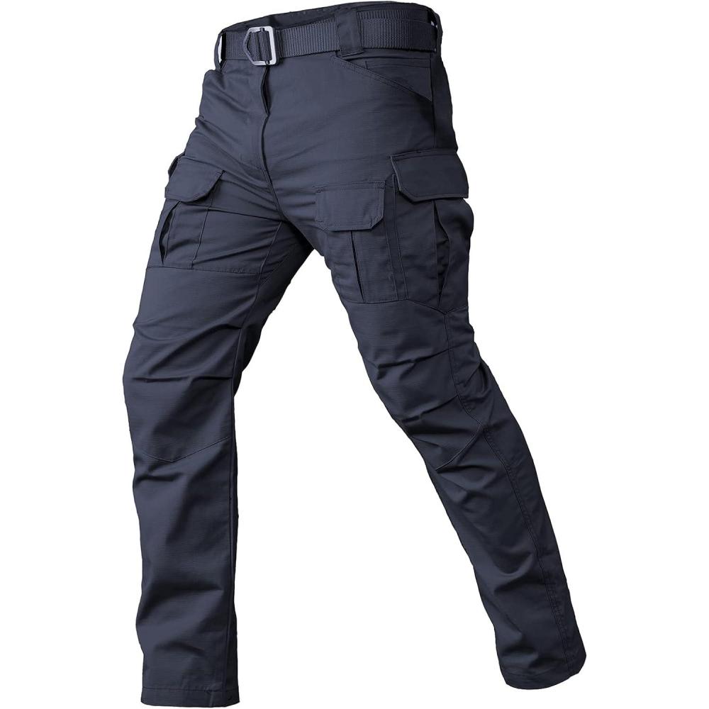 imageCARWORNIC Gear Mens Tactical Cargo Pants Waterpoof Lightweight Rip Stop EDC Military Combat TrousersNavy Blue