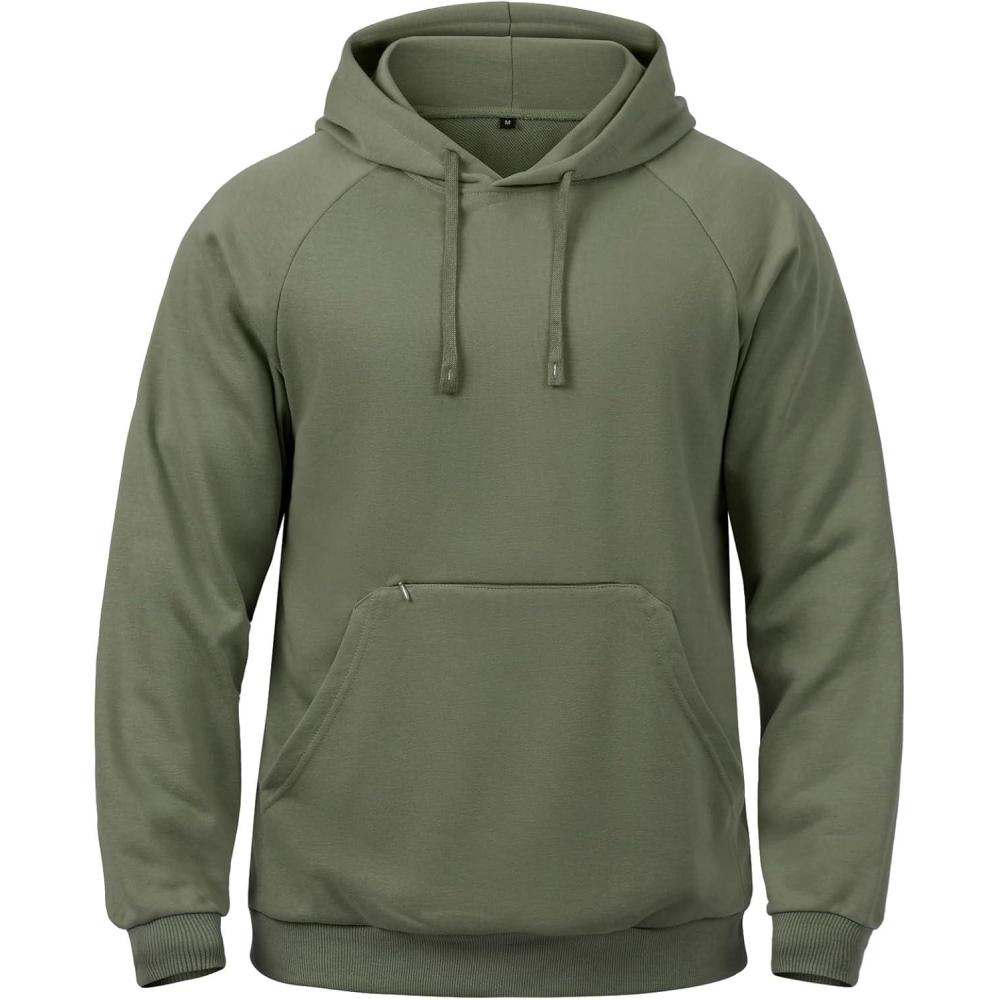 imageCARWORNIC Mens Hoodies Pullover Soft Hooded Sweatshirts Long Sleeve Casual Hoodies with Zipper PocketArmy Green