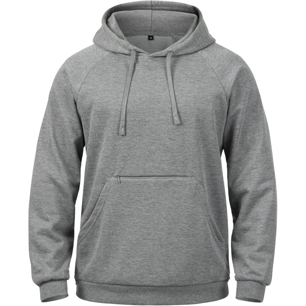 imageCARWORNIC Mens Hoodies Pullover Soft Hooded Sweatshirts Long Sleeve Casual Hoodies with Zipper PocketLightgrey