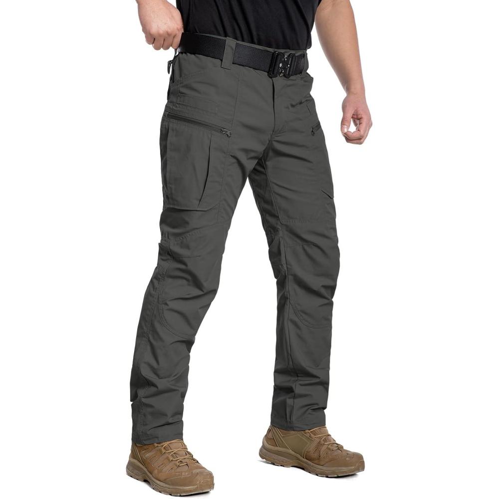 imageCARWORNIC Mens Lightweight Tactical Pants Ripstop Military Cargo Pants Water Resistant Outdoor Hiking Work PantsDark Grey