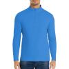 Pull-over à manches longues pour hommes 1/4 de CARWORNIC Slim Fit Stretch Coton Mock Neck Work Golf Shirts(Blue)