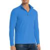 Pull-over à manches longues pour hommes 1/4 de CARWORNIC Slim Fit Stretch Coton Mock Neck Work Golf Shirts(Blue)