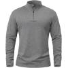 Pull-over 1/4 zip pour homme manches longues Slim Fit Stretch Cotton Mock Work Golf Shirts (Gris foncé)