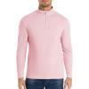 Pull-over à manches longues pour hommes 1/4 de CARWORNIC Slim Fit Stretch Coton Mock Neck Work Golf Shirts (Pink)