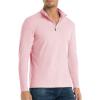 Pull-over à manches longues pour hommes 1/4 de CARWORNIC Slim Fit Stretch Coton Mock Neck Work Golf Shirts (Pink)