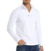 Pull-over à manches longues pour hommes 1/4 de CARWORNIC Slim Fit Stretch Coton Mock Neck Work Golf Shirts(White)