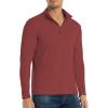 Pull-over à manches longues pour hommes 1/4 de CARWORNIC Slim Fit Stretch Coton Mock Neck Work Golf Shirts (Vin Rouge)