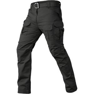 CARWORNIC Gear Men’s Tactical Cargo Pants Waterpoof Lightweight Rip Stop EDC Military Combat Trousers(Black-2)