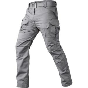 CARWORNIC Gear Men’s Tactical Cargo Pants Waterpoof Lightweight Rip Stop EDC Military Combat Trousers(Light Grey)