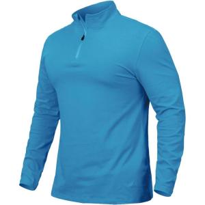 CARWORNIC Men’s 1/4 Zip Pullover Long Sleeve Shirt Casual Slim Fit Stretch Cotton Mock Neck Work Golf Shirts(Dark Blue)