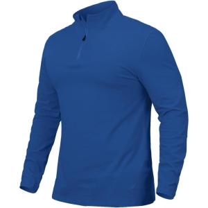 CARWORNIC Men’s 1/4 Zip Pullover Long Sleeve Shirt Casual Slim Fit Stretch Cotton Mock Neck Work Golf Shirts(Navy)