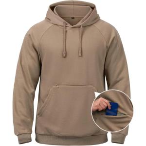 CARWORNIC Men’s Hoodies Pullover Soft Hooded Sweatshirts Long Sleeve Casual Hoodies with Zipper Pocket(Khaki)