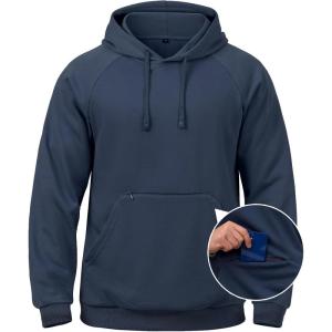 CARWORNIC Men’s Hoodies Pullover Soft Hooded Sweatshirts Long Sleeve Casual Hoodies with Zipper Pocket(Navy-blue)