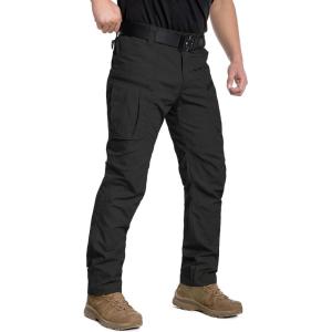 CARWORNIC Men’s Lightweight Tactical Pants Ripstop Military Cargo Pants Water Resistant Outdoor Hiking Work Pants(Black)