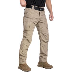 CARWORNIC Men’s Lightweight Tactical Pants Ripstop Military Cargo Pants Water Resistant Outdoor Hiking Work Pants(Khaki)