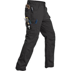 CARWORNIC Men’s Stretch Ripstop Work Pants Water Resistant Flex Cargo Pants Lightweight EDC Operator Tactical Utility Pants(Black)