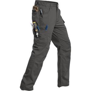 CARWORNIC Men’s Stretch Ripstop Work Pants Water Resistant Flex Cargo Pants Lightweight EDC Operator Tactical Utility Pants(Dark Grey)