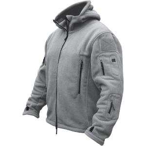 ReFire Gear Men’s Warm Military Tactical Sport Fleece Hoodie Jacket(Light Gray)