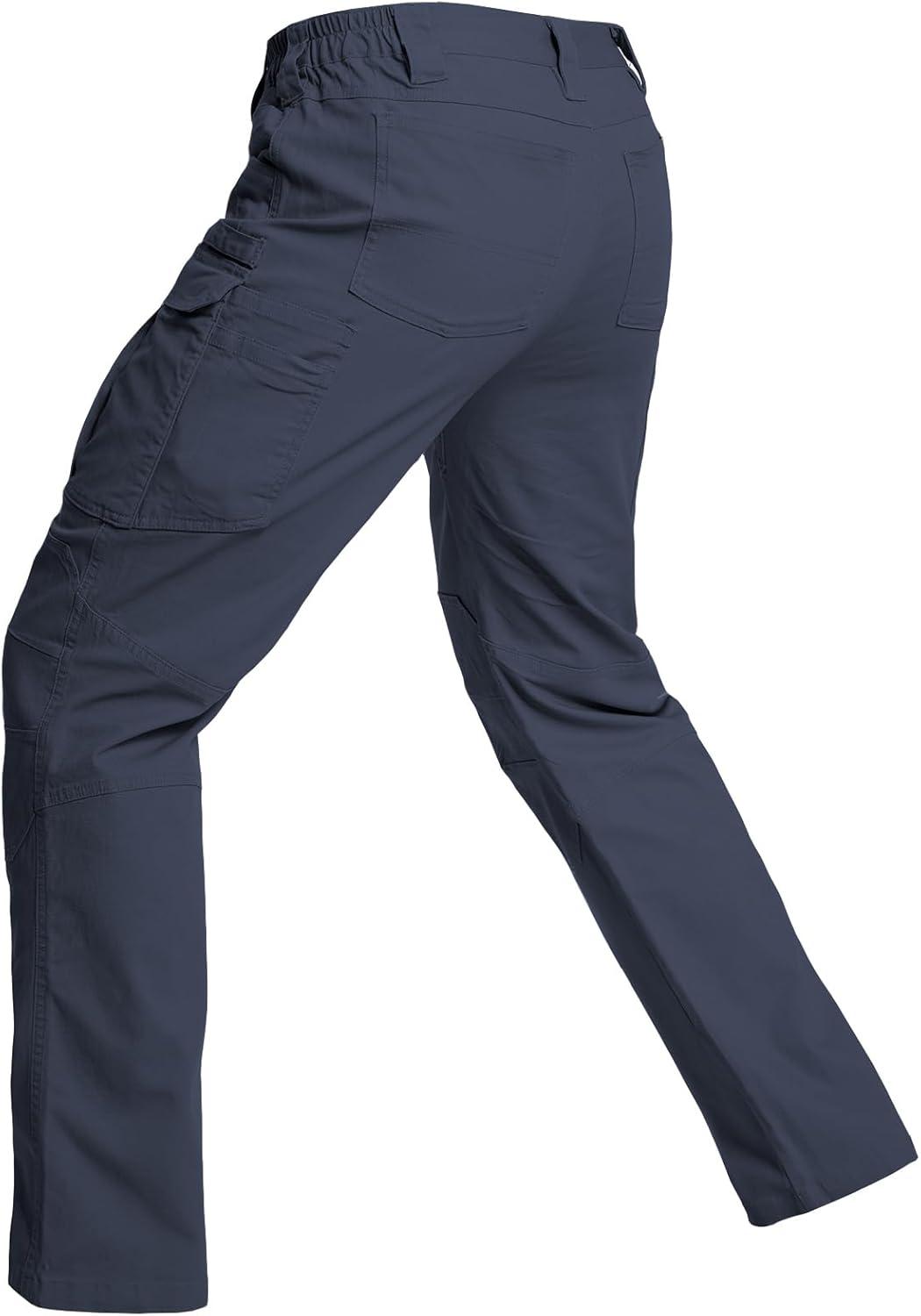 imageCARWORNIC Mens Cotton Stretch Tactical Work Pants Lightweight Flex Cargo Hiking Pants with 15PocketsNavyblue