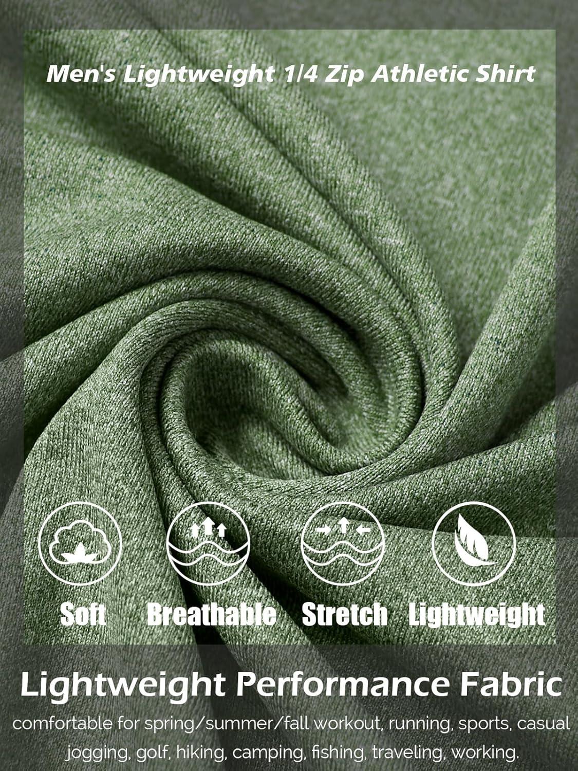 imageCARWORNIC Mens Long Sleeve Athletic Shirts 14 Zip Pullover Quick Dry Active Sports Sweatshirt for Running Workout GymGreen