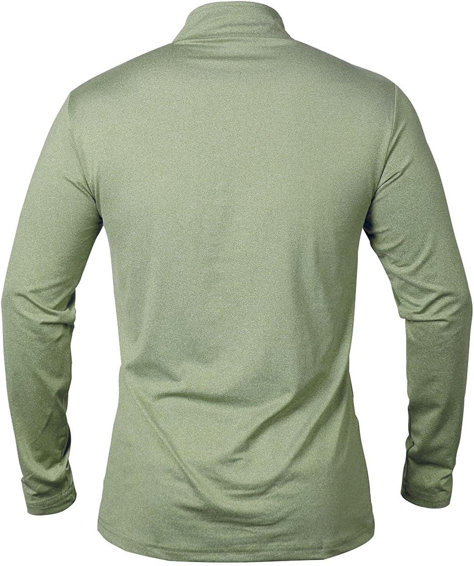 imageCARWORNIC Mens Long Sleeve Athletic Shirts 14 Zip Pullover Quick Dry Active Sports Sweatshirt for Running Workout GymGreen
