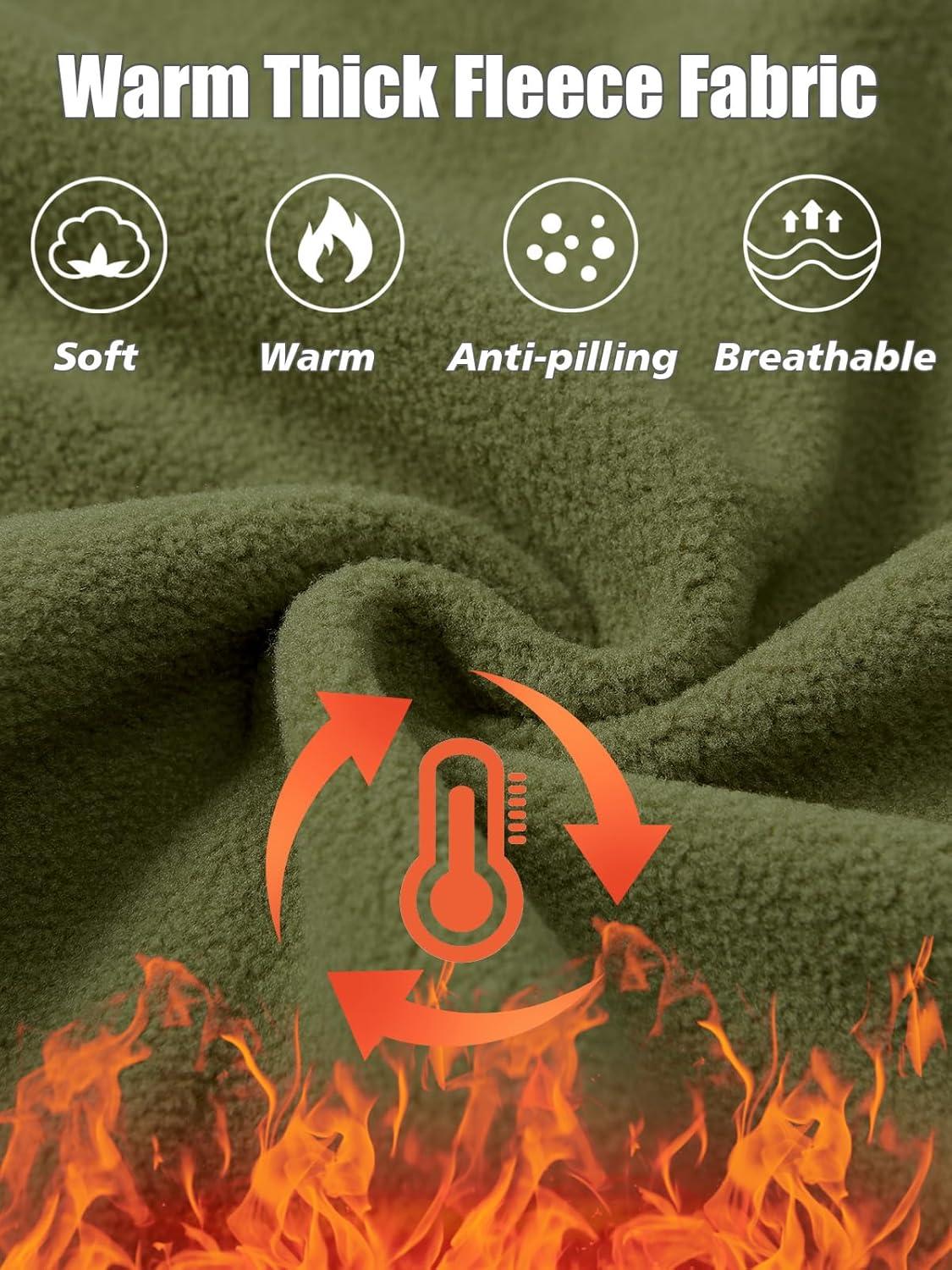 imageCARWORNIC Mens Military Tactical Fleece Jacket Warm MultiPockets Outdoor Hooded CoatArmy Green