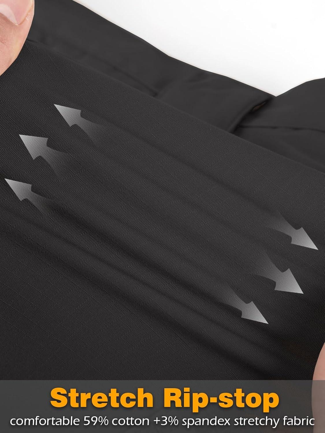 imageCARWORNIC Mens Stretch Ripstop Tactical Pants Lightweight WaterResistant Flex Hiking Cargo Work Pants with 11 PocketsBlack