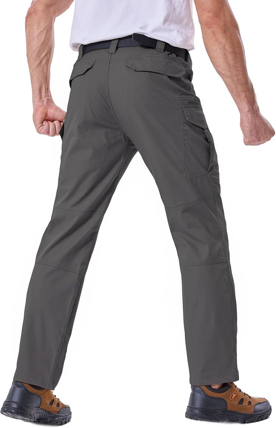 imageCARWORNIC Mens Stretch Ripstop Tactical Pants Lightweight WaterResistant Flex Hiking Cargo Work Pants with 11 PocketsDarkgray