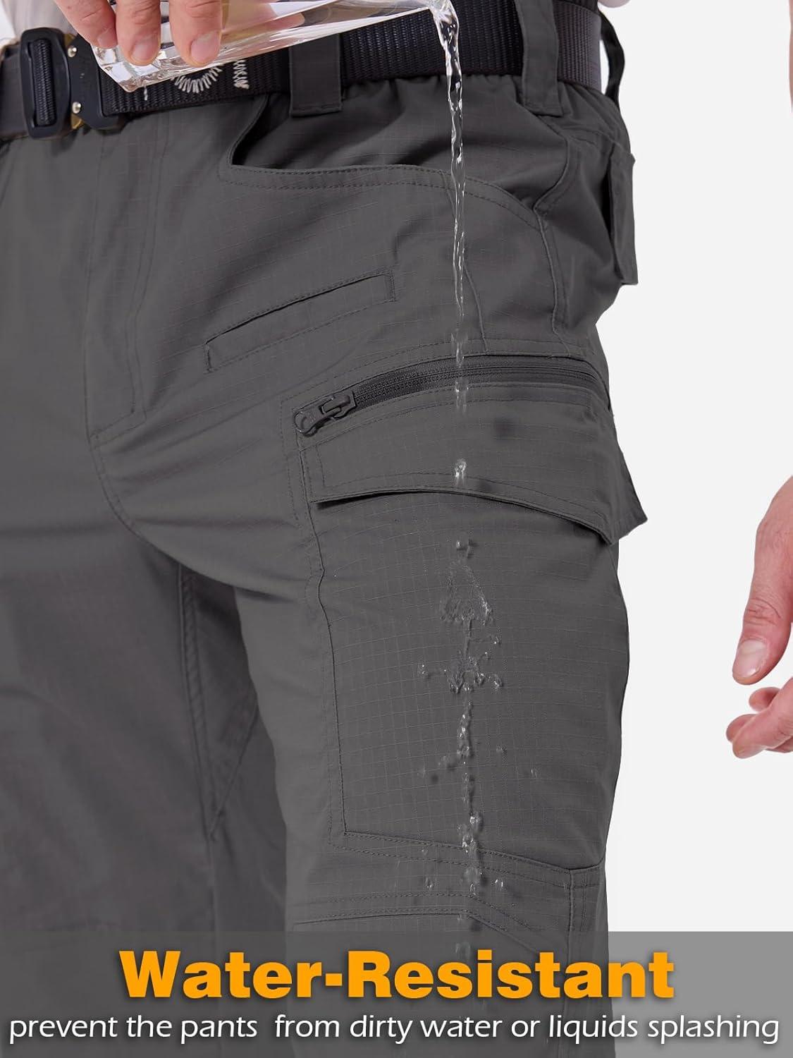 imageCARWORNIC Mens Stretch Ripstop Tactical Pants Lightweight WaterResistant Flex Hiking Cargo Work Pants with 11 PocketsDarkgray