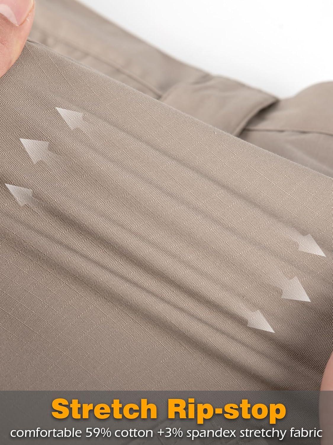 imageCARWORNIC Mens Stretch Ripstop Tactical Pants Lightweight WaterResistant Flex Hiking Cargo Work Pants with 11 PocketsKhaki