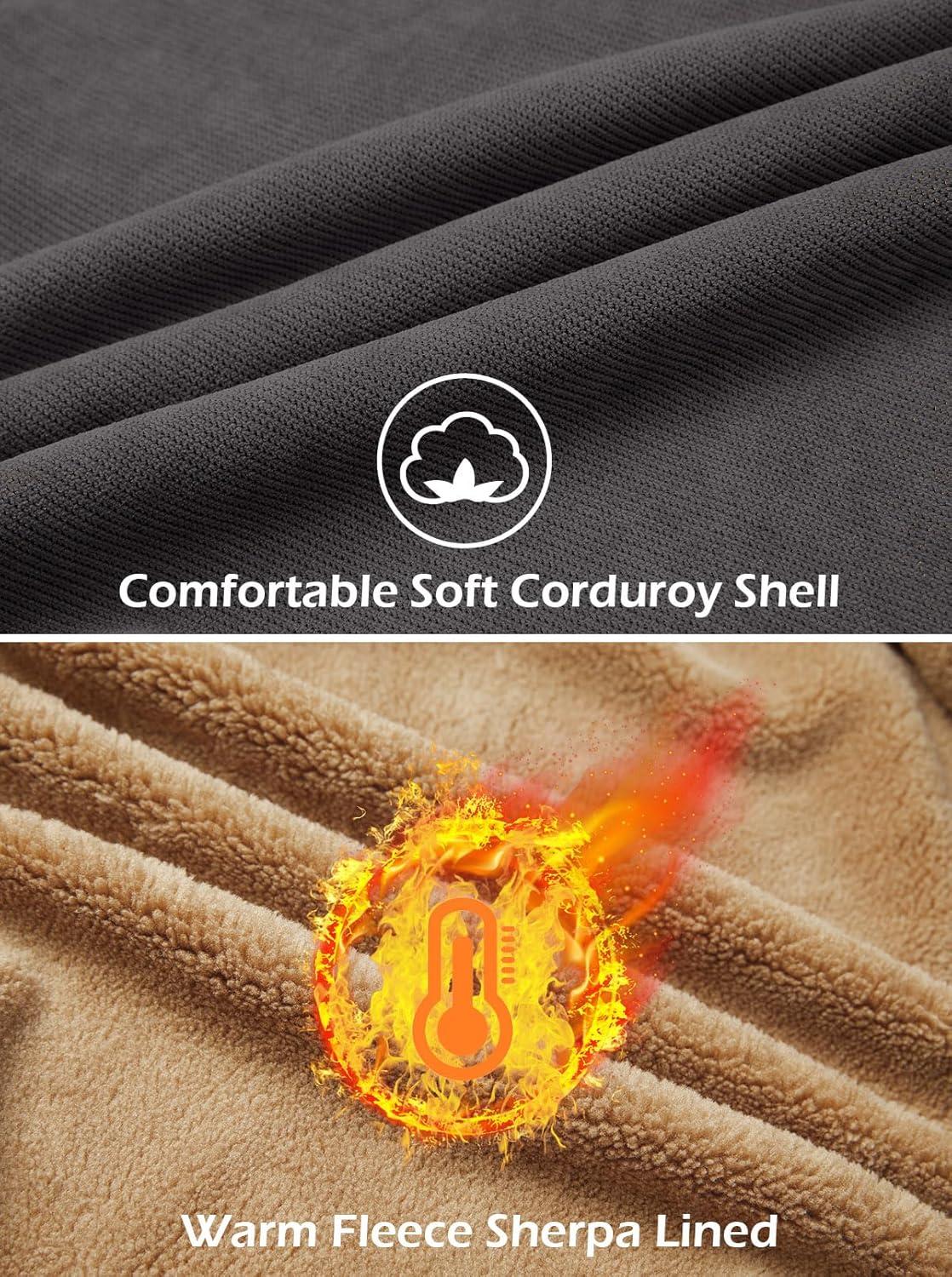 imageCARWORNIC Mens Winter Corduroy Jacket Warm Fleece Lined Work Jacket Casual Sherpa Trucker CoatDark Gray