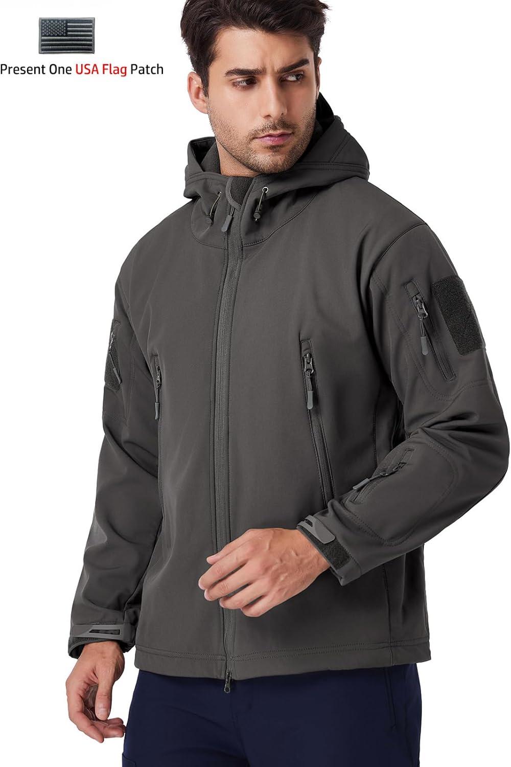 imageReFire Gear Mens Army Special Ops Military Tactical Jacket Softshell Fleece Hooded Outdoor CoatGray