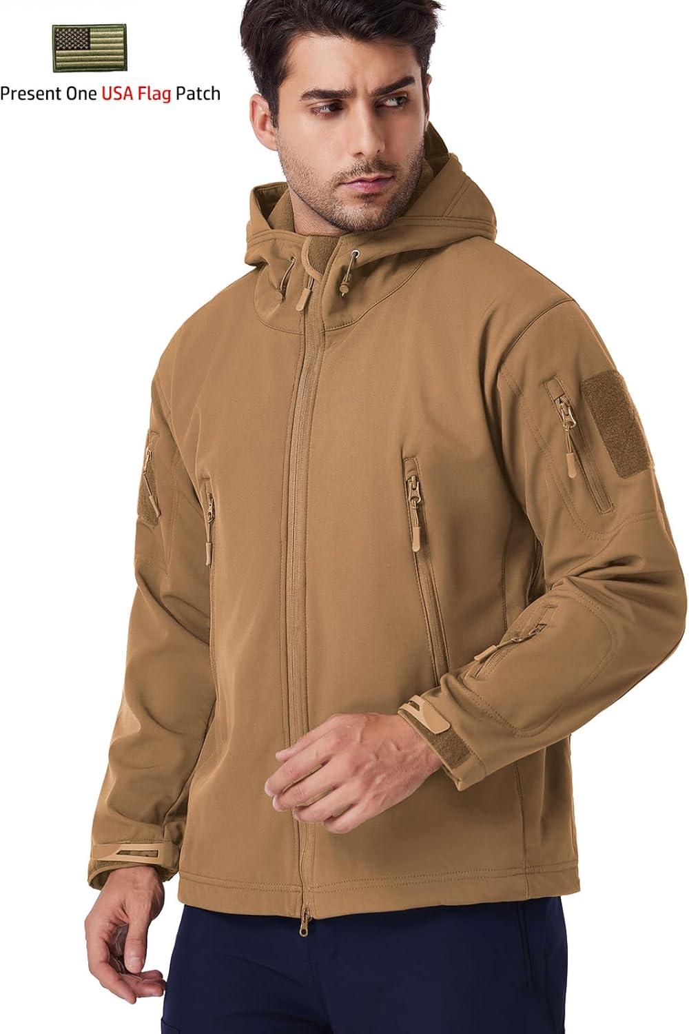 imageReFire Gear Mens Army Special Ops Military Tactical Jacket Softshell Fleece Hooded Outdoor CoatKhaki