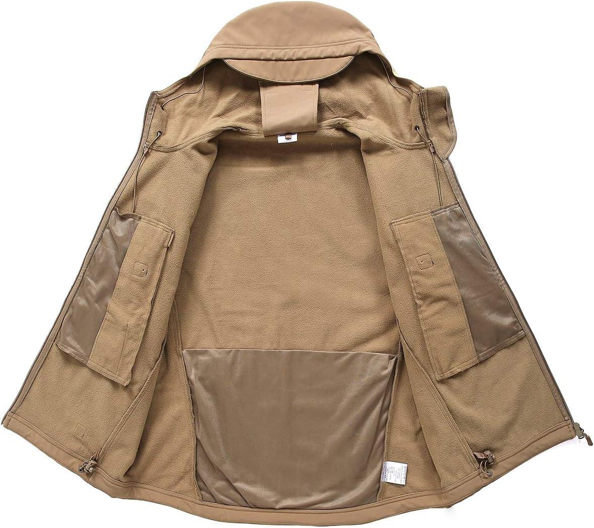 imageReFire Gear Mens Army Special Ops Military Tactical Jacket Softshell Fleece Hooded Outdoor CoatKhaki