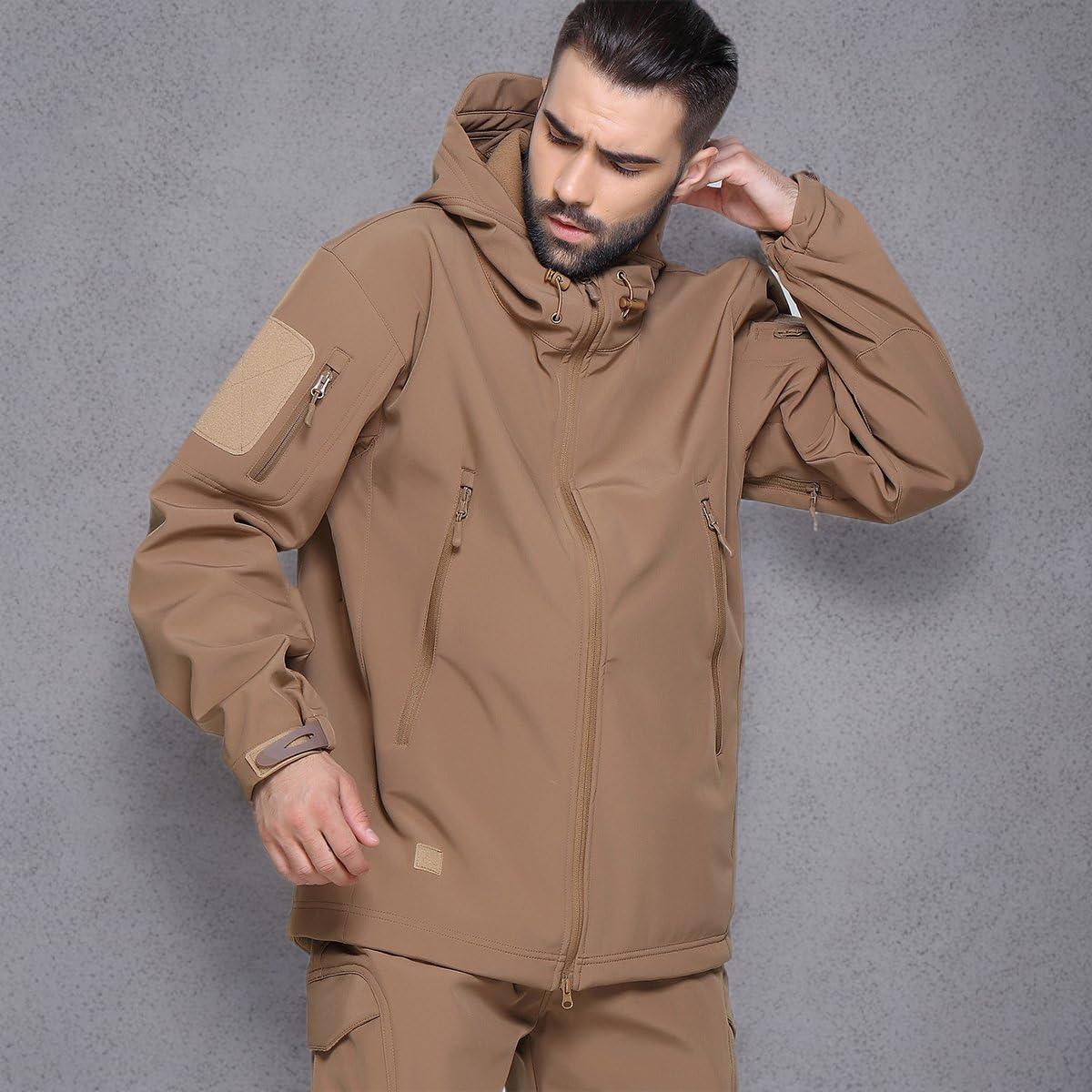 imageReFire Gear Mens Army Special Ops Military Tactical Jacket Softshell Fleece Hooded Outdoor CoatKhaki