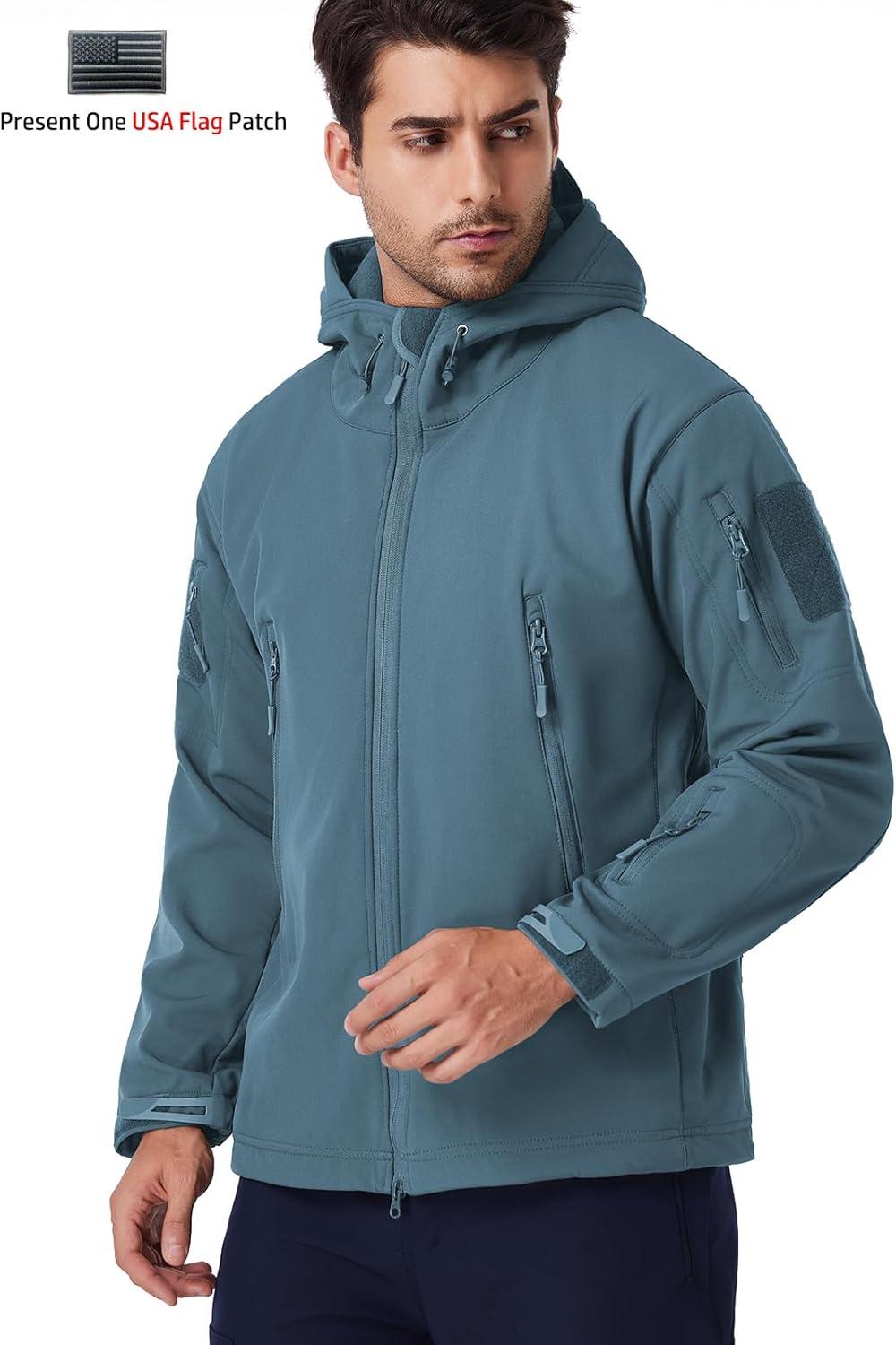 imageReFire Gear Mens Army Special Ops Military Tactical Jacket Softshell Fleece Hooded Outdoor CoatLightblue